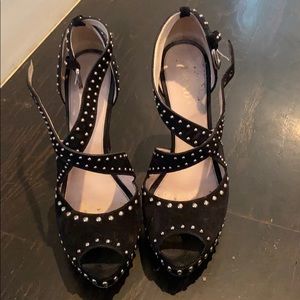 Prada black suede heels